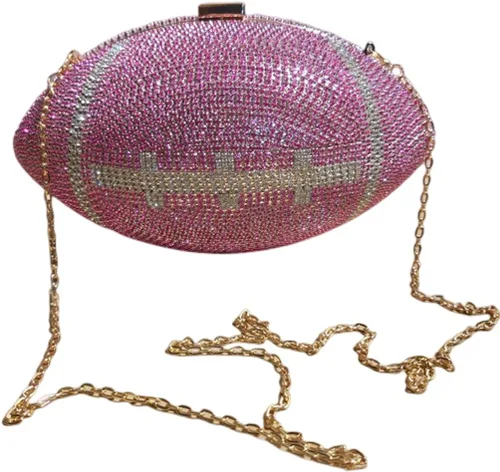 Miniatura 17 de UMREN Bolso cruzado con forma de baloncesto para mujer, con diamantes de imitación, bola redonda de cristal, bolso de mano para fiesta de boda