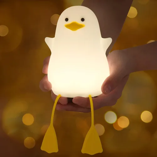 Miniatura 12 de Anywin Luz nocturna de pato para niños, bonitos regalos de patos Benson, lámpara de noche de silicona suave al tacto para guardería, regalos