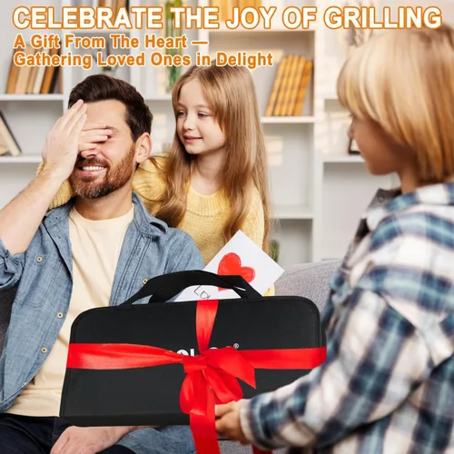 Miniatura 2 de POLIGO 28 accesorios para asar en bolsa con inyector de carne, garras de barbacoa, esteras, termómetro para ahumador, juego de utensilios de Negro