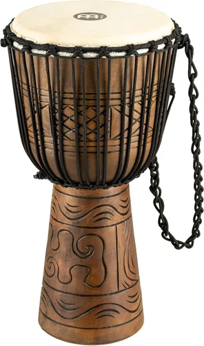 Miniatura 18 de Instrumento de círculo de tambores de mano Djembe, Serie Headliner de caoba tallada — NO HECHO EN CHINA — Cuerdas de tejido africano Mali