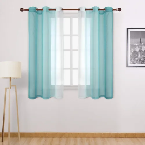 Miniatura 29 de DWCN Cortinas Transparentes de Lino Sintético Negro Degradado Ombré - Cortinas Semi Transparentes de Gasa con Ojales en la Parte Superior