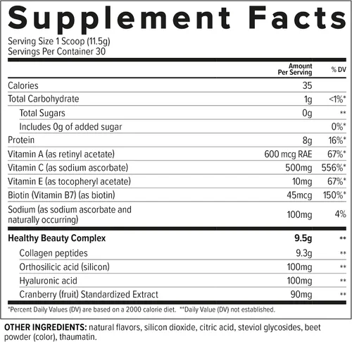 Miniatura 3 de Essential Nutrition Colágeno Skin - Péptidos de colágeno hidrolizados, con ácido hialurónico, silicio y biotina, cabello, piel y uñas, arándano