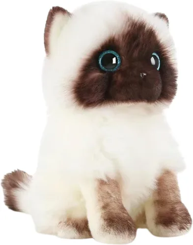 FRANKIEZHOU Peluche de gato siamés realista, color blanco, 7.87 pulgadas, peluche de gato pequeño, animales de peluche para niñas, regalos para