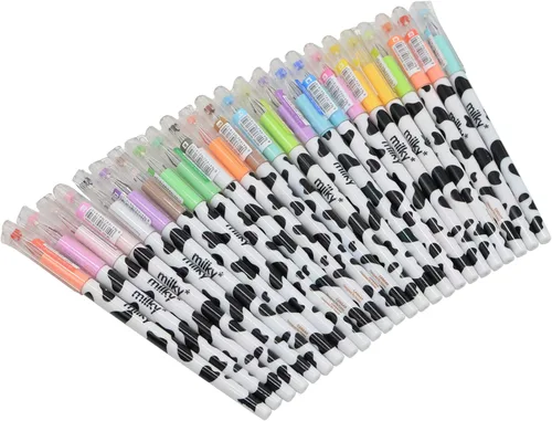 Miniatura 10 de Yansanido Paquete de 12 bolígrafos de gel con diseño de vaca Kawaii para oficina, escuela, hogar, viajes, regalo para amigos y estudiantes (12)