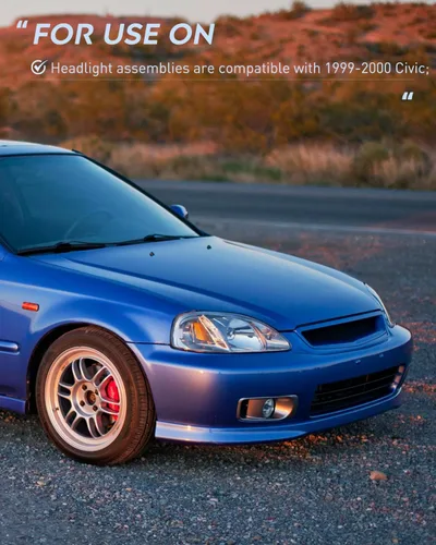 Miniatura 6 de Nilight - Conjunto de faros delanteros compatibles con Honda Civic 1999 2000, lámparas de repuesto con carcasa cromada, reflector ámbar, lente
