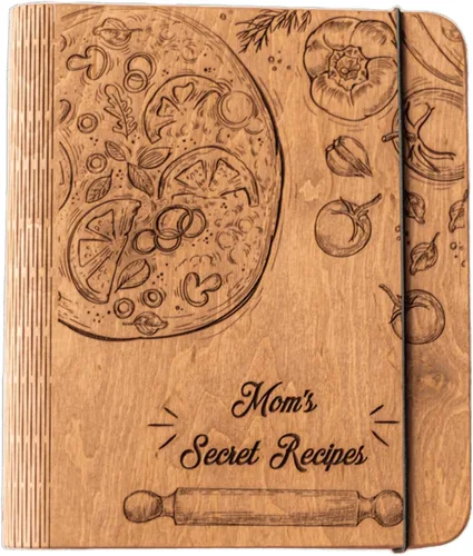 Miniatura 15 de ENJOY THE WOOD Carpeta de Libro de Recetas Personalizada - Diario de Libro de Cocina Familiar de Madera en Blanco para Escribir Tus Propias Recetas
