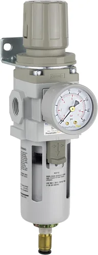 Miniatura 11 de PneumaticPlus SAW300-N03BG Filtro Regulador de Aire Comprimido Combo Piggyback 3/8" NPT - Tazón de Polímero, Drenaje Manual, Soporte, Manómetro