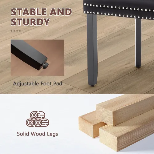 Miniatura 6 de Eifizek Sillas De Comedor - Juego de 6 sillas de comedor de terciopelo con borde de anillo de clavo, sillas de comedor tapizadas con patas de madera