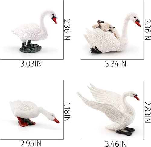 Miniatura 6 de LC JoyCre 4PCS Cisne Blanco Figura Ganso Cisne Juguete Figura de Animal para Niños Pequeños Figuras de Animales Preescolares Proyecto Educativo