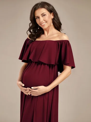 Miniatura 5 de Ever-Pretty Vestido casual de maternidad con hombros descubiertos y mangas abullonadas con cintura fruncida en una línea hasta el suelo 01802-EY