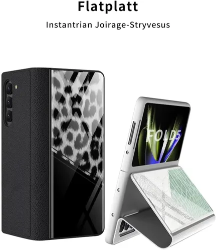 Miniatura 6 de Funda para Samsung Galaxy Z Fold 5 5G con bolsillo para S-Pen Holder Pocket, Kickstand,Luxury Flip Plating a prueba de golpes de cuero híbrido todo