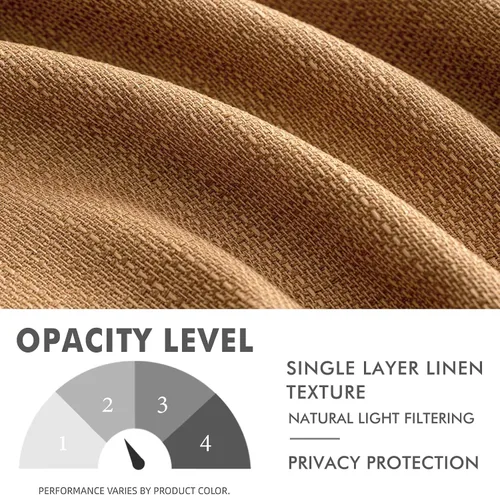 Miniatura 3 de MIULEE Cortinas texturizadas de lino sintético marrón natural de 84 pulgadas de largo, juego de 2 paneles para sala de estar y dormitorio, tejido