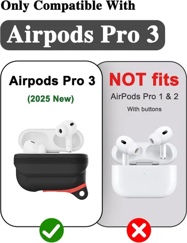 Miniatura 2 de HALLEAST Funda impermeable para AirPods Pro 3, LED frontal visible y compatible con carga inalámbrica, funda protectora de silicona compatible