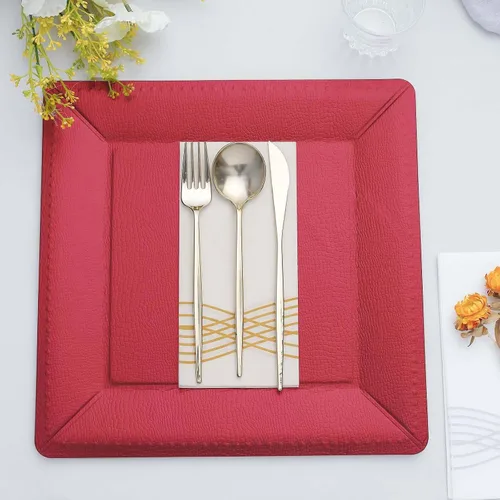 Miniatura 2 de Efavormart - Paquete de 10 bandejas cuadradas de 13 pulgadas, 1100 GSM, de cuero extra rígido con textura de cartón, platos para bodas de otoño