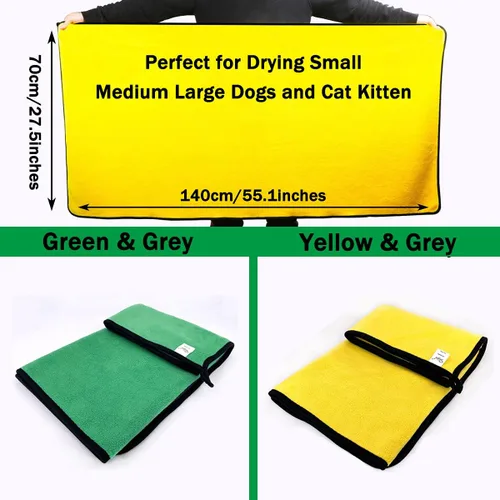 Miniatura 2 de Toalla para perros, paquete de 2 toallas de baño grandes para perros, toallas de playa de microfibra súper absorbentes para secado rápido, perros