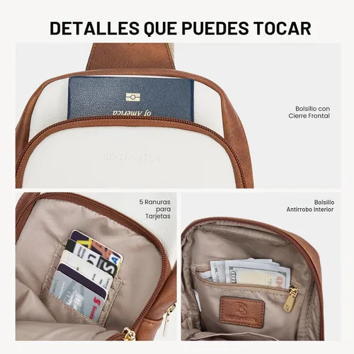 Miniatura 4 de BOSTANTEN Bolso bandolera acolchado, bolsos cruzados para mujer, bolso cruzado de cuero, riñonera con correa de guitarra ajustable