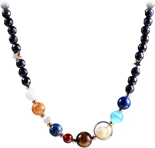 Miniatura 31 de Pulsera de cuentas de piedra para mujer, diseño de galaxia del universo de 8 planetas o 9 planetas en el sistema solar, pulseras de estrella