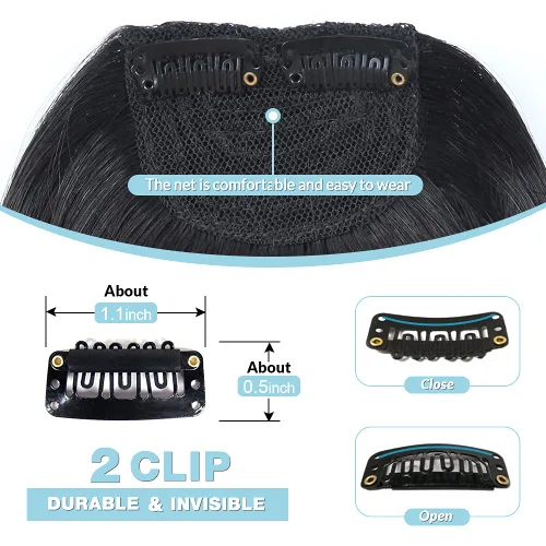 Miniatura 4 de Shinon Flequillo lateral grueso con clip, cabello humano real, flequillo, extensiones de flequillo barrido, extensiones de flequillo de aspecto