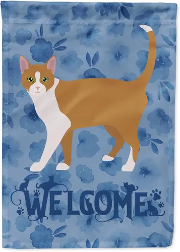 Miniatura 141 de Caroline's Treasures CK4813CHF - Bandera de bienvenida con gato abisinio azul, manga grande, para porche, para colgar en la pared, poliéster