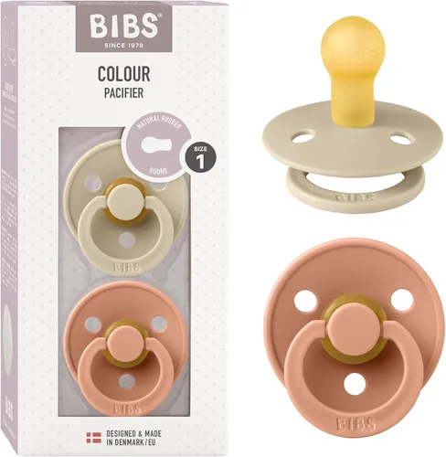 Miniatura 47 de BIBS - Paquete de 2 chupetes Bibs Colour, calmante, libre de bisfenol A, punta redonda, látex de goma natural Noche de vainilla
