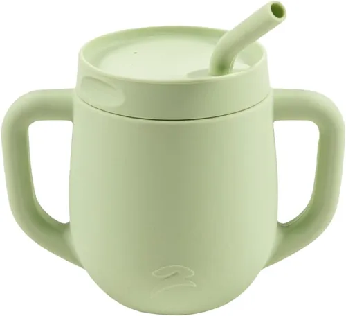 Miniatura 6 de Taza de entrenamiento de silicona 3 en 1 con popote y tapa, vasos de transición de destete para bebés de 6 meses en adelante, a prueba de derrames
