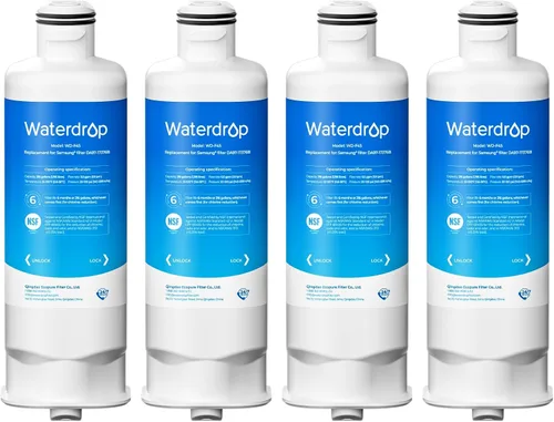 Waterdrop DA97-17376B Reemplazo para Samsung® HAF-QIN/EXP, DA97-08006C, RF28R7201SR, RF28R7351SG, WD-F45, Filtro de agua para refrigerador, 4 Filtros