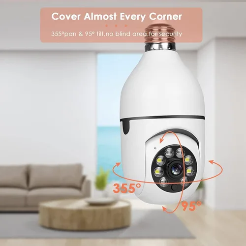 Miniatura 5 de Bombilla inalámbrica WiFi 1080P, cámaras de seguridad inalámbricas para exteriores, 360 grados para interiores, cámaras de seguridad para seguridad