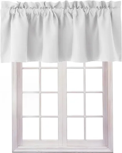 Miniatura 31 de Hiasan - Cortinas de cenefa negras con bolsillo para barra, cortinas opacas para ventanas de cocina, 52 x 18 pulgadas de largo, 1 panel Negro
