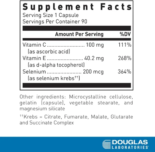 Miniatura 2 de Douglas Laboratories Selenium Plus Suplemento de selenio con vitaminas E y C 90 cápsulas