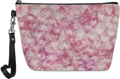 Miniatura 10 de Horeset Love You Print - Bolsa de cosméticos para el día de San Valentín, bolsa de maquillaje de cuero de alta capacidad, bolsa de aseo portátil