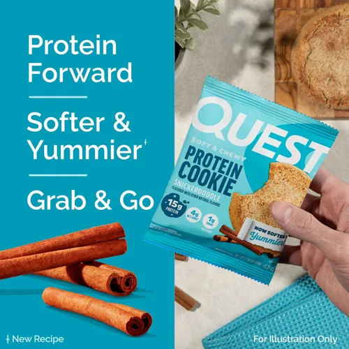 Miniatura 6 de Galleta de proteínas Quest Nutrition Snickerdoodle, 15g de proteína, 1g de azúcar, 4g de carbohidratos netos, apta para la dieta Keto, alta