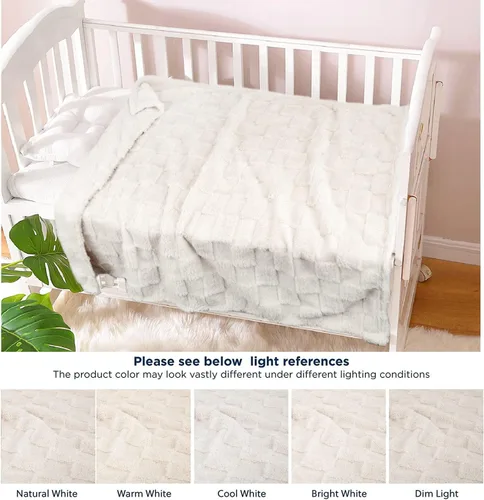 Miniatura 6 de HOMRITAR Manta de Bebé de Forro Polar 3D a Cuadros para Niñas y Niños, Cuadrícula de Tablero de Ajedrez Más Cálida, Comodidad, Reversible, Peluda