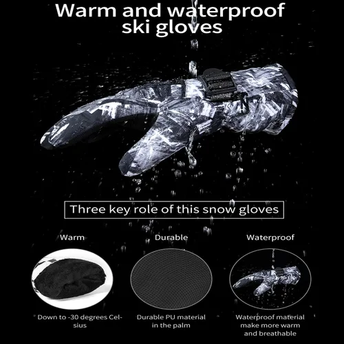 Miniatura 3 de EDIACE Guantes de esquí - Guantes de snowboard impermeables con pantalla táctil de 30 F para hombres, mujeres, niñas, niños, jóvenes, guantes