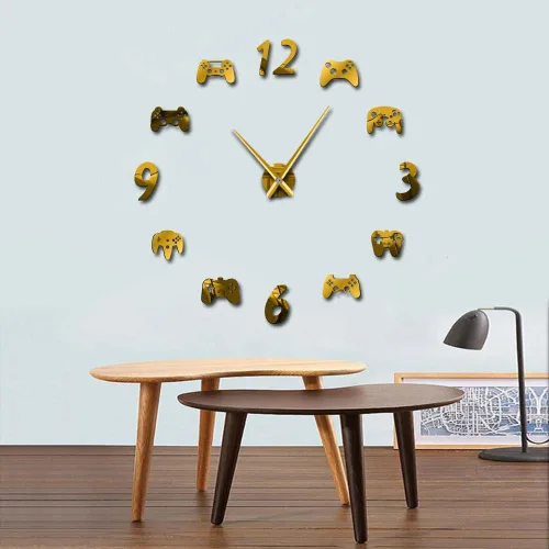 Miniatura 10 de The Geeky Days Controladores de videojuegos DIY Reloj de pared grande para jugadores, decoración de sala de juegos, diseño moderno, sin juegos Negro