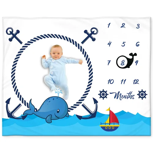 Miniatura 11 de Manta Milestone para bebé niño – Manta mensual de bebé, seguimiento del crecimiento para recién nacido, decoración de guardería de bosque, tema