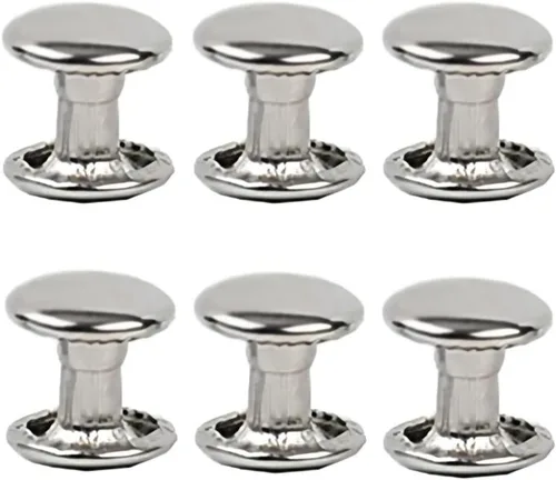 Miniatura 5 de 300 juegos de remaches de cuero, remaches de doble tapa, tubulares, metálicos, para reparaciones y decoración, accesorios para manualidades de Negro