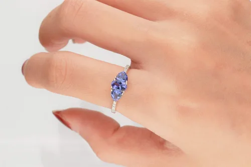 Miniatura 4 de Gin & Grace Anillo de tanzanita azul de oro blanco de 10 quilates (I1, I2) (talla 7) para mujer, Metal Metal Piedra preciosa Piedra, tanzanita