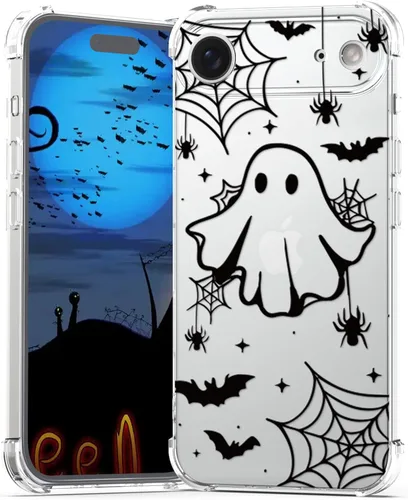 Miniatura 52 de Funda de Halloween para Google Pixel 6A transparente con diseños de murciélagos fantasmas, funda para teléfono para niñas, elegante, delgada, a