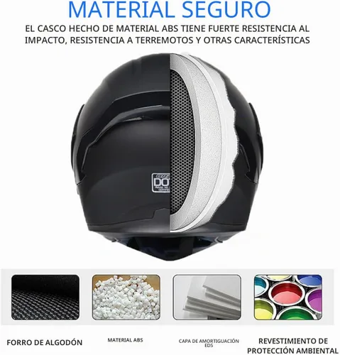 Miniatura 6 de Casco de Motocicleta Bluetooth, Casco de Motocicleta Modular con Bluetooth, Aprobado por DOT Doble Visera Cara Completa Abatible Cascos