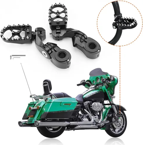Miniatura 2 de Estriberas para motocicleta, pedales de estribera, estriberas de barra de carretera de 1.25 pulgadas, aptas para Harley Touring Honda, Kawasaki
