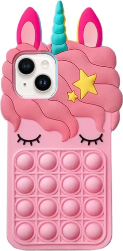 Miniatura 12 de Pop Case para iPhone 12/12 Pro, Funda de silicona con burbujas de gato negro afortunado de dibujos animados, brillo, estrellas, burbujas de arena