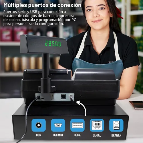 Miniatura 5 de Nadex Caja registradora CR260, cajón de acero, impresión rápida, interfaz fácil de usar, negro