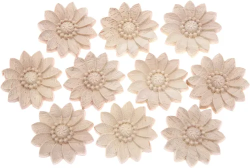 Miniatura 5 de MUXSAM Paquete de 10 calcomanías redondas de madera tallada sin pintar para decoración de cofres del hogar, gabinete, puerta, muebles (2.0 in)