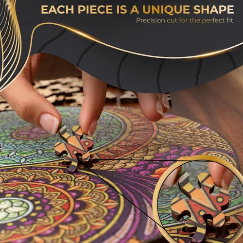Miniatura 4 de ZenChalet - Rompecabezas Yin Yang de 200 piezas para adultos - Rompecabezas de madera para adultos, perfecto como regalo espiritual, piezas