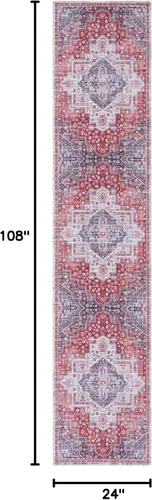 Miniatura 2 de SAFAVIEH Serapi Collection - Alfombra de pasillo, 2 x 9 pies, color marfil y óxido, no desprende pelusa, lavable a máquina y antideslizante, ideal