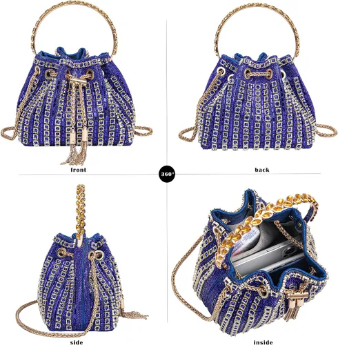 Miniatura 2 de Bolso de noche con diamantes brillantes para mujer, bolso de mano con diamantes de imitación para fiesta, baile de graduación, cóctel