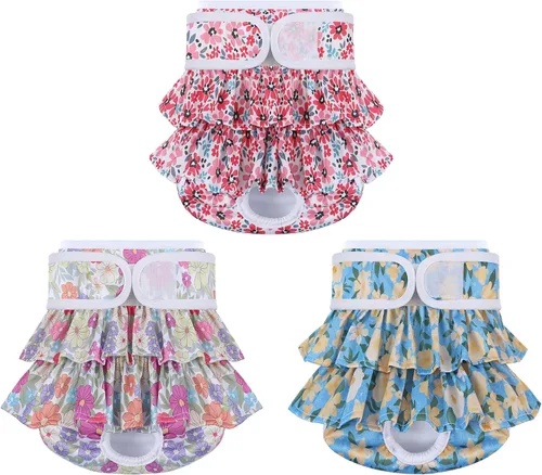 Miniatura 15 de Pañales Reutilizables para Perras Hembras Paquete de 3 Pañales Lavables Altamente Absorbentes para Perras, Pañales Flexibles para Perras, A Prueba