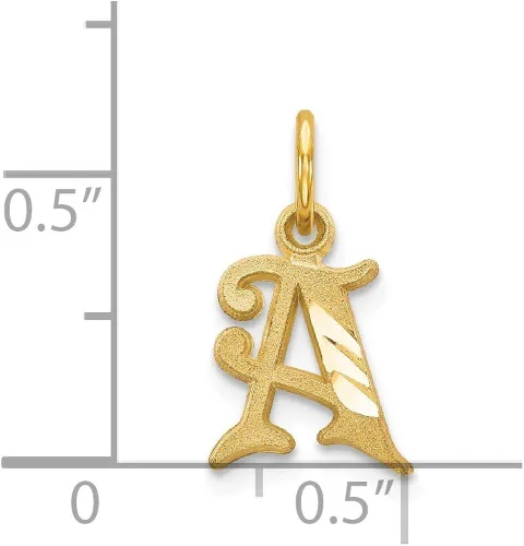 Miniatura 3 de Colgante de oro amarillo macizo de 14 quilates letra A alfabeto 0669in x 0394in