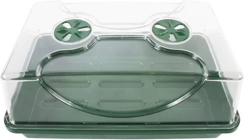 Miniatura 9 de EarlyGrow 93763 propagador medio con cúpula para semillas y hierbas con extensión de altura lateral ventilada, verde