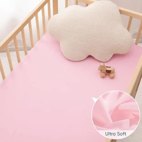 Miniatura 4 de PHF - Juego de 3 sábanas ajustadas de rosa floral para cuna, sedosas, cómodas, transpirables, para niños y niñas, 28 x 52 pulgadas, se adapta a
